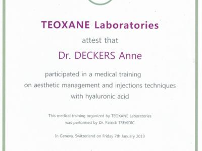 Teoxane Laboratories Attestation